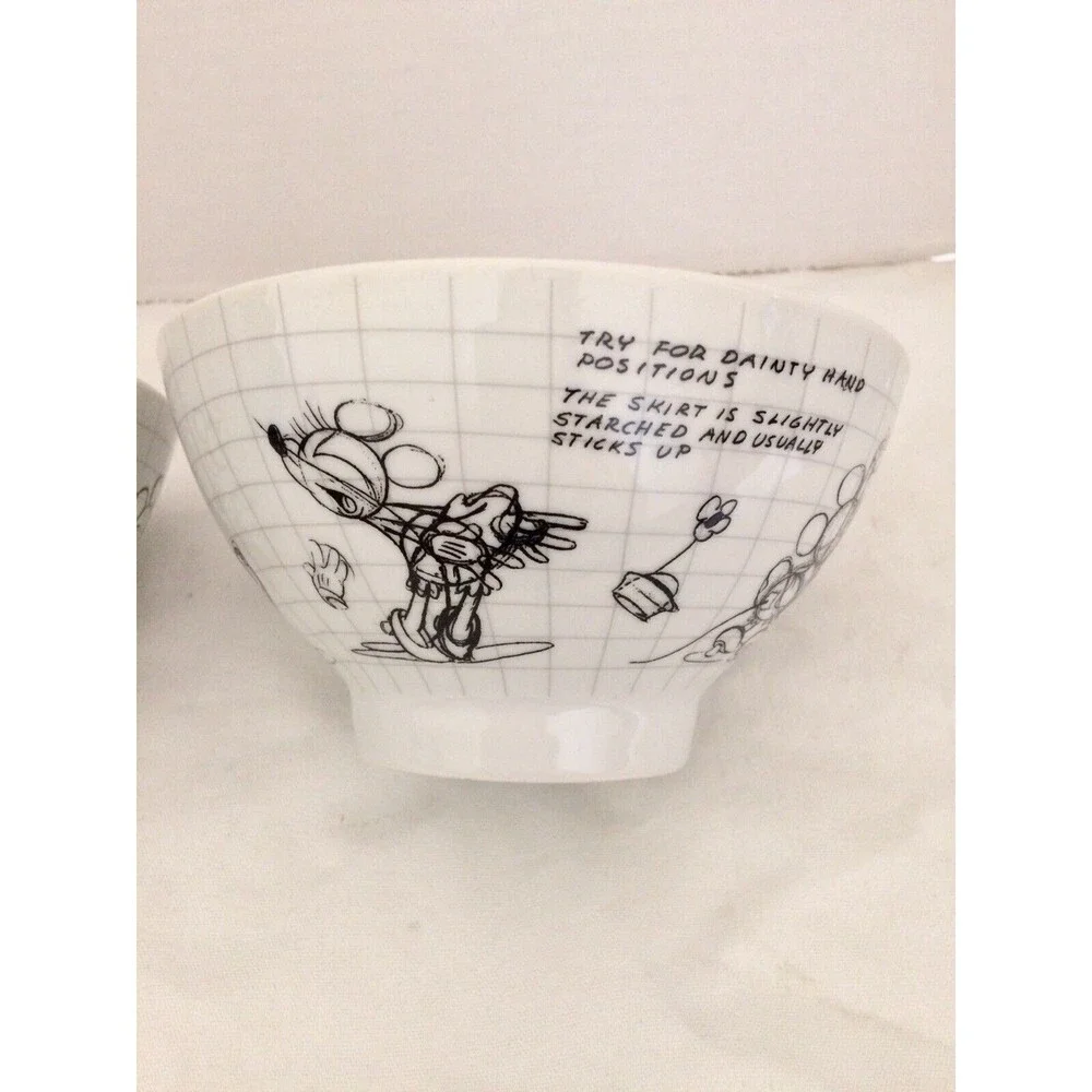 Disney Mickey Minnie Mouse Sketchbook Bowls Set 2 Ceramic Soup Cereal Salad